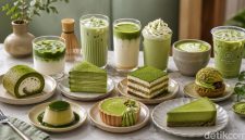 Makanan dan minuman serba matcha. (Foto: ChatGPT)
