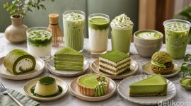 Makanan dan minuman serba matcha. (Foto: ChatGPT)