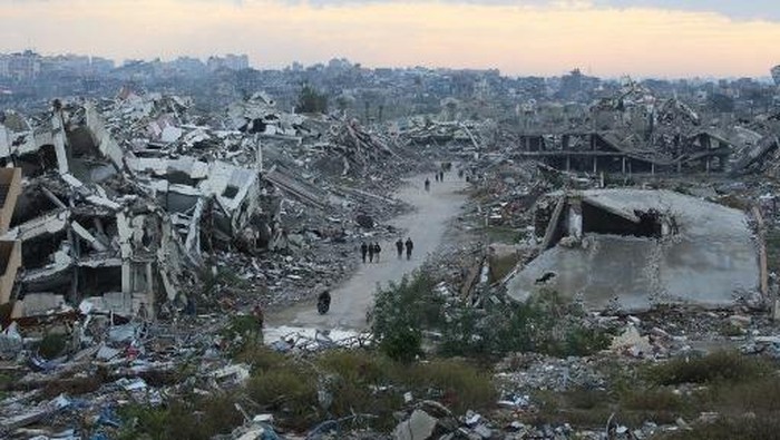 Foto: Kerusakan di Gaza akibat serangan Israel (AFP/EYAD BABA)