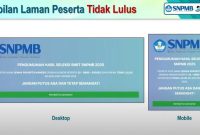 Tampilan pengumuman hasil UTBK SNBT tahun lalu bagi yang tidak lolos SNBT. Foto: Tangkapan Youtube SNPMB ID
