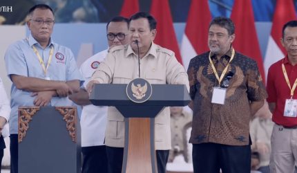 Presiden Prabowo Subianto menyampaikan pidato pada peringatan May Day 2026 (Dok. YouTube Setpres).