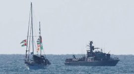 Ilustrasi: Kapal Global Sumud Flotilla dicegat dan dikawal Angkatan Laut Israel menuju pelabuhan Ashdod (Oktober 2025).(Foto: Reuters)