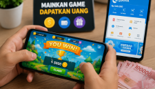 Ilustrasi bermain game penghasil uang di smartphone. (Foto: AI)
