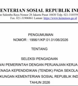 Kemensos Buka Seleksi PPPK Sekolah Rakyat 2026