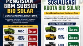 Personel Polres Kerinci menyosialisasikan aturan baru pengisian BBM subsidi Bio Solar di SPBU, Kamis (4/6/2026).