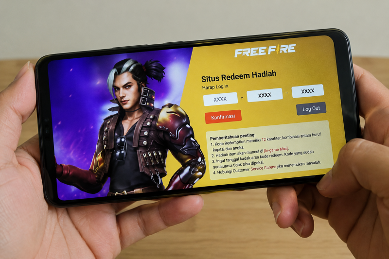 Ilustrasi permainan Free Fire dan fitur redeem hadiah. ( ist)