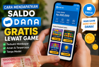 Ilustrasi cara mendapatkan saldo DANA gratis lewat game penghasil uang di smartphone pada tahun 2026. ( Foto AI)