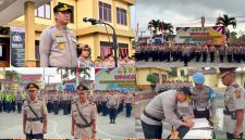 Kapolres Kerinci memimpin upacara sertijab dan Korps Raport kenaikan pangkat personel periode 1 Juli 2026.