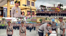 Kapolres Kerinci memimpin upacara sertijab dan Korps Raport kenaikan pangkat personel periode 1 Juli 2026.