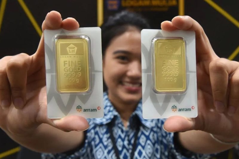 Ilustrasi emas batangan Antam. Harga emas Antam pada 7 Juni 2026 tercatat stabil.(Foto : ANTARA /Indrianto Eko Suwarso/Spt)