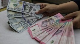 ilustrasi kurs rupiah terhadap dollar AS.(ANTARA FOTO/Darryl Ramadhan)