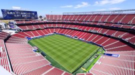 Tampilan San Francisco Bay Arena, nama sementara Levi's Stadium selama Piala Dunia 2026, di Santa Clara, California, AS, pada 7 Juni 2026. (AFP/Josh Edelson)