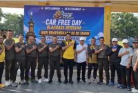 Sekda Kota Sungai Penuh Alpian menghadiri kegiatan Car Free Day dalam rangka Hari Bhayangkara ke-80 yang digelar Polres Kerinci di Lapangan Merdeka, Minggu (28/6/2026).