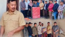 Bupati Monadi menyerahkan bantuan kepada warga korban kebakaran di Desa Bedeng Delapan dan Desa Simpang Belui, Kabupaten Kerinci, Jumat (5/6/2026).