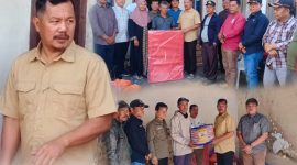 Bupati Monadi menyerahkan bantuan kepada warga korban kebakaran di Desa Bedeng Delapan dan Desa Simpang Belui, Kabupaten Kerinci, Jumat (5/6/2026). Foto Kerinci Satu.