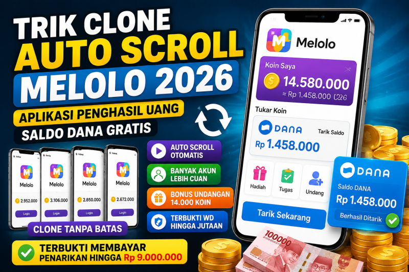 Ilustrasi penggunaan clone dan auto scroll pada aplikasi Melolo 2026. ( Foto AI)