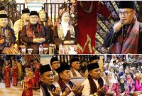 Wali Kota Sungai Penuh, Alfin, S.H., bersama tokoh adat, ninik mamak, dan masyarakat menghadiri Malam Pergelaran Seni Budaya Kenduri Sko Enam Luhah Sungai Penuh Tahun 2026. ( Foto Diskomimfosta)
