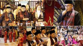 Wali Kota Sungai Penuh, Alfin, S.H., bersama tokoh adat, ninik mamak, dan masyarakat menghadiri Malam Pergelaran Seni Budaya Kenduri Sko Enam Luhah Sungai Penuh Tahun 2026. ( Foto Diskomimfosta)