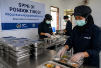 Ilustrasi dapur pengolahan makanan bergizi Program MBG. ( Foto AI)