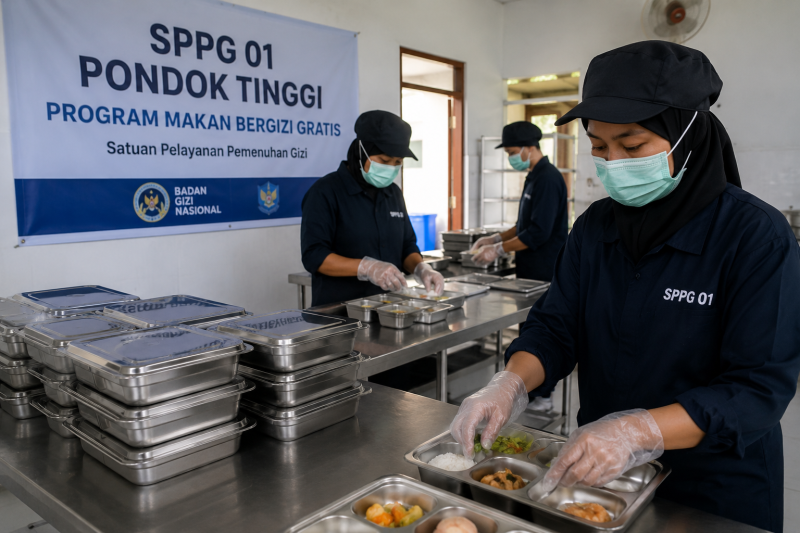 Ilustrasi dapur pengolahan makanan bergizi Program MBG. ( Foto AI)