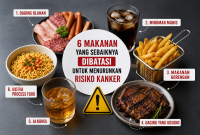 Ilustrasi makanan yang berpotensi meningkatkan risiko kanker. (Foto AI)