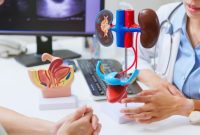 Seorang dokter menunjukkan model anatomi ginjal kepada pasien saat konsultasi untuk menjelaskan fungsi dan risiko penyakit ginjal.(Foto : Getty Images/PonyWang)
