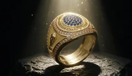 Championship ring Piala Dunia 2026 berbahan emas 18 karat dengan berlian dan safir sebagai hadiah eksklusif FIFA untuk tim juara dunia.