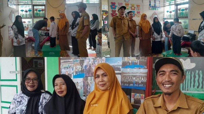 Suasana pengukuran seragam gratis bagi siswa baru TK Negeri Pembina Sungai Penuh, Senin (27/7/2026).