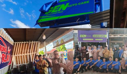 Walikota Sungai Penuh Alfin meresmikan Gen Auto Care dan Warung Bu Dorlan di Desa Gedang, Kecamatan Sungai Penuh, dengan prosesi pemotongan pita.
