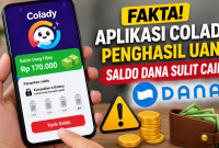 Ilustrasi aplikasi penghasil uang Colady dengan klaim saldo DANA. ( Foto AI)