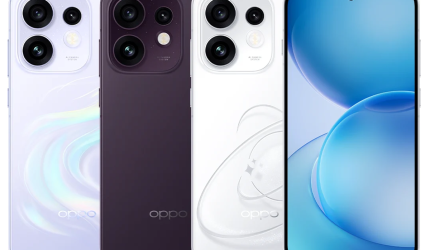 Oppo Reno 16 dalam pilihan warna Pop White, Twilight Violet, dan Dream Purple.
