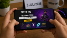 Ilustrasi pemain Free Fire menukarkan kode redeem untuk memperoleh hadiah gratis. ( Foto AI)