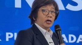 Wakil Kepala BGN Agustina Arumsari mengungkap temuan SPPG yang memiliki dua rekening virtual saat konferensi pers di Jakarta.(Foto : CNN Indonesia/ Dela Naufalia)
