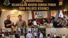 Kapolres Kerinci bersama Kajari Kerinci saat memperkuat sinergi penegakan hukum di Kantor Kejaksaan Negeri Kerinci. ( Foto Polres Kerinci)
