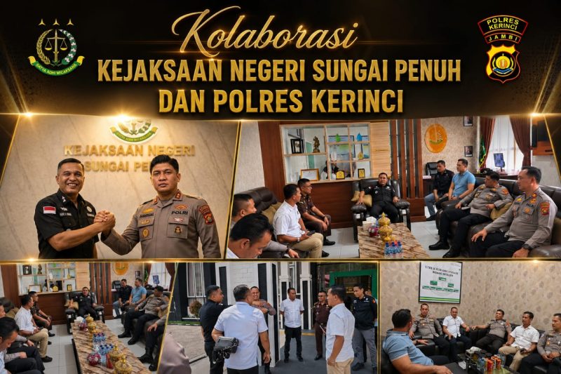 Kapolres Kerinci bersama Kajari Kerinci saat memperkuat sinergi penegakan hukum di Kantor Kejaksaan Negeri Kerinci. ( Foto Polres Kerinci)