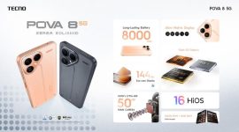 Tecno Pova 8 5G hadir dengan baterai 8000mAh dan fitur Alive Matrix Display yang unik.(foto : Dok.Tecno)