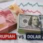 Ilustrasi rupiah dan dolar AS saat nilai tukar rupiah mengalami pelemahan.( Foto : Ilustrasi AI )