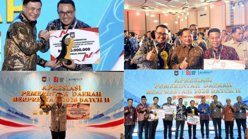 Wali Kota Sungai Penuh Alfin menerima penghargaan Terbaik II Akses Pendidikan Regional Sumatera 2026.