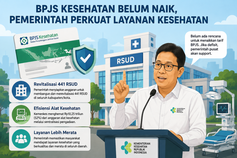 Ilustrasi layanan BPJS Kesehatan dan penguatan fasilitas rumah sakit di Indonesia.