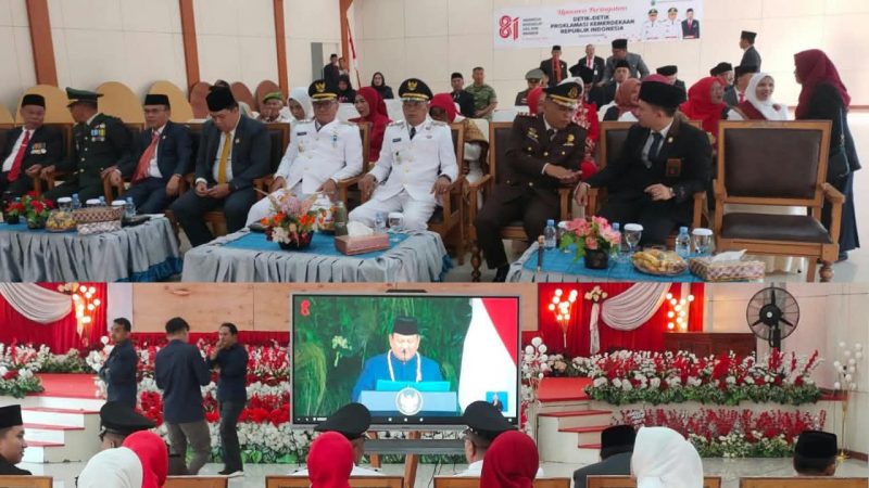 Wali Kota Sungai Penuh Alfin mengikuti Upacara Detik-Detik Proklamasi secara virtual.
