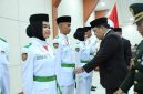 Ketua DPRD Kota Sungai Penuh Hutri Randa menghadiri pengukuhan Paskibraka Kota Sungai Penuh Tahun 2026 di Gedung Nasional, Sabtu (15/8/2026).