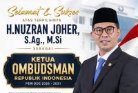 Ketua DPRD Kota Sungai Penuh Hutri Randa menyampaikan ucapan selamat kepada H. Nuzran Joher atas terpilihnya sebagai Ketua Ombudsman RI periode 2026–2031.