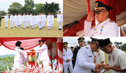 Wali Kota Sungai Penuh Alfin, S.H. memimpin upacara HUT ke-81 RI di Lapangan Merdeka.