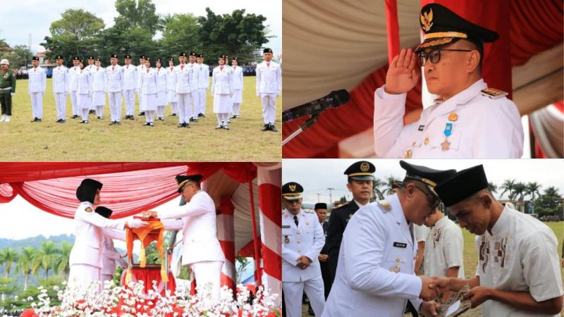 Wali Kota Sungai Penuh Alfin, S.H. memimpin upacara HUT ke-81 Kemerdekaan RI di Lapangan Merdeka, Senin (17/8/2026).