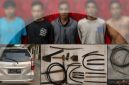 Terduga pelaku pencurian kabel jaringan Telkom yang diamankan polisi.