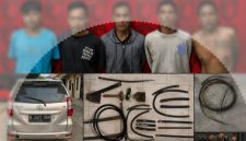 Terduga pelaku pencurian kabel jaringan Telkom yang diamankan polisi.