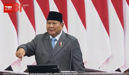 Prabowo Subianto menyampaikan pidato kenegaraan tentang program MBG.
