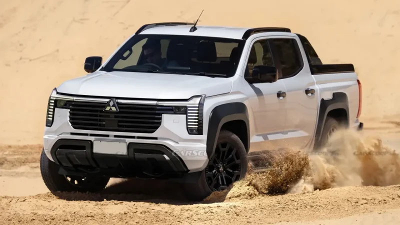 Mitsubishi Triton facelift diprediksi membawa sejumlah sentuhan desain dan teknologi dari Pajero terbaru.(Foto : carscoops)