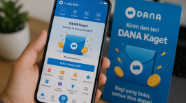 Ilustrasi pengguna membuka fitur DANA Kaget melalui aplikasi dompet digital DANA. ( Foto AI)