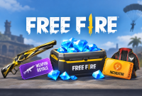 Ilustrasi kode redeem Free Fire dengan hadiah diamond dan skin senjata. ( Foto AI)